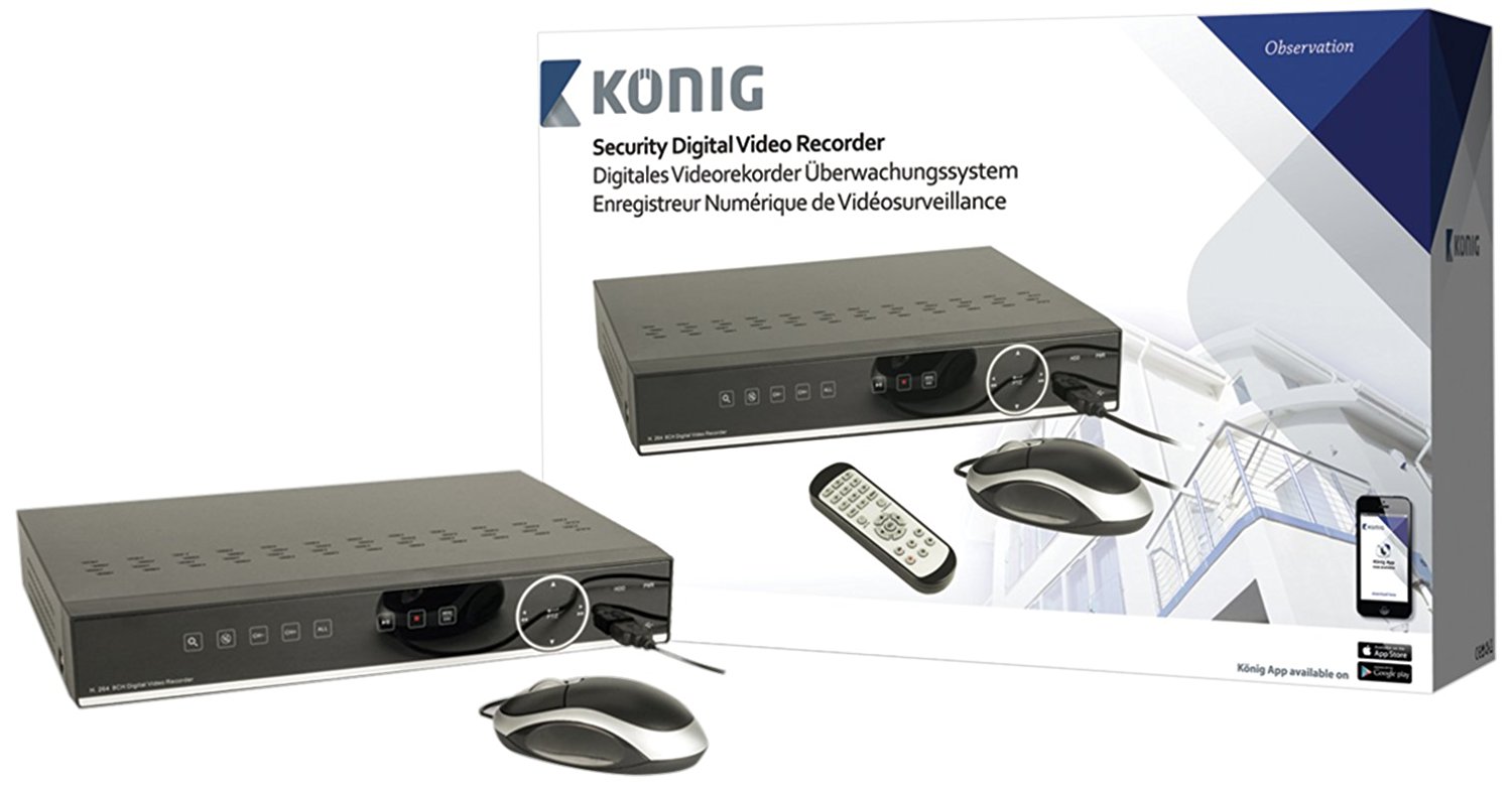 König 8-Kanal Digitalrecorder mit 1 TB Festplatte, SAS-DVR1008