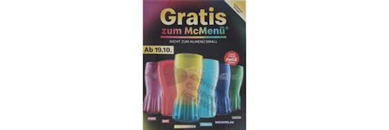 Ab heute! đ Gratis Coca-Cola-Glas zum McDonalds McMenĂŒ đ„ - in verschiedenen Farben
