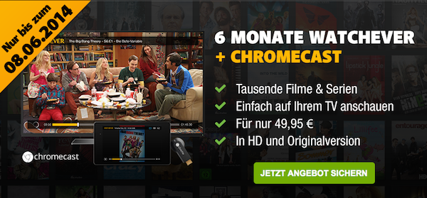 6 Monate Watchever + 35€ Amazon-Gutschein für 50€ *UPDATE2*