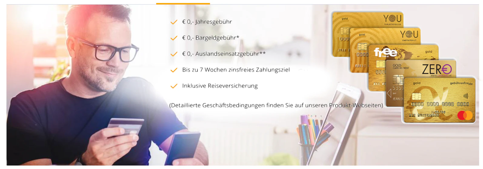 Gebührenfrei Mastercard Gold mit 50€ Startguthaben
