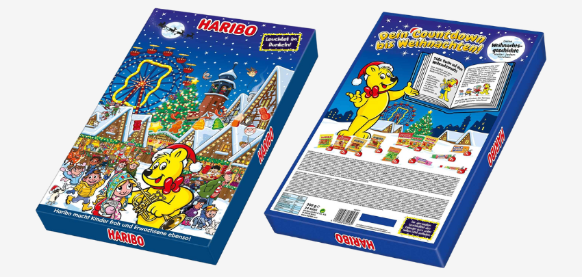 Haribo Adventskalender für 10€ - Süßigkeiten-Mix, leuchtet im Dunkeln