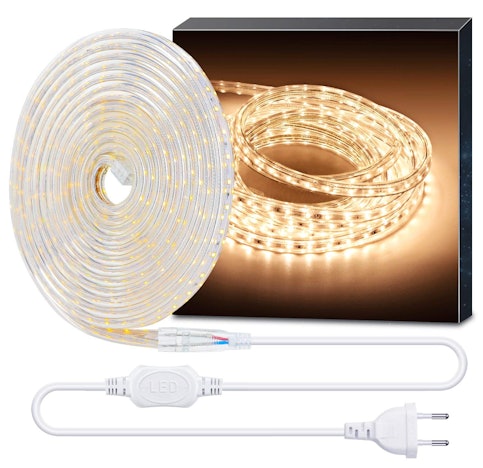 10m LED Streifen, wasserdicht 210V-240V, 3000K warmweiss