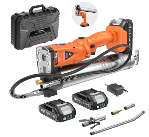 TaskStar 2-in-1 Akku Fettpresse Set: 10000 PSI Elektrische Fettpresse für Schmiernippel mit 2 Akkus