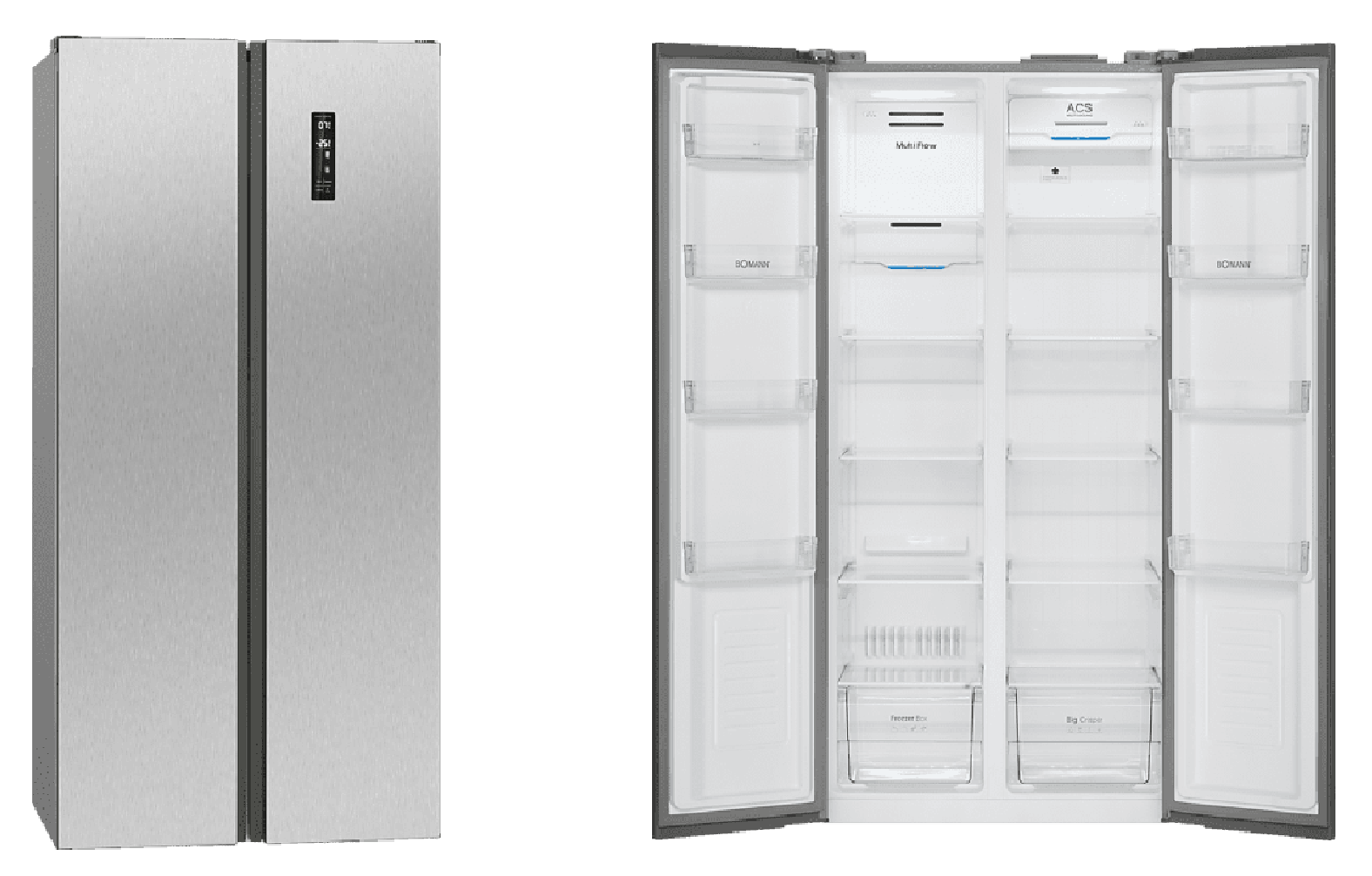 Bomann SBS 7310 für 499€ – Side by Side-Kühlschrank aus Edelstahl, A+