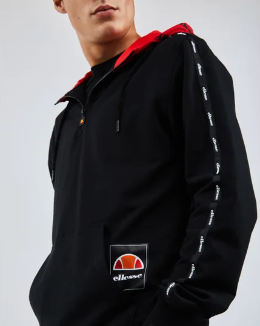 Ellesse Trebia für 30€ - schwarzer Hoodie mit roter Kapuze