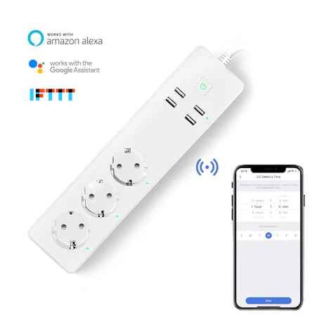 Phifree smart home Steckdosenleiste bei Amazon mit Code nur für 24.74€ − mit usb 3 Fach AC-Ausgänge und 4 USB