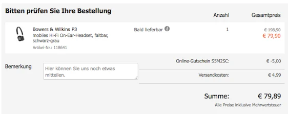 Bowers & Wilkins P3 für 50€ - sehr leichter HiFi-Kopfhörer inkl. MFi-Anschlusskabel für Apple iPod/iPhone *UPDATE3*