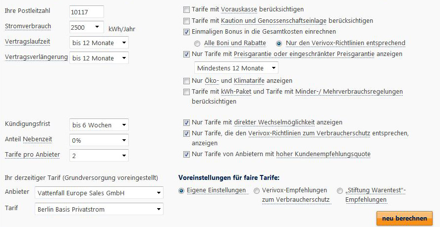 Verivox, Check24 oder TopTarif - Wer bietet die günstigsten Strom- und Gaspreise an?
