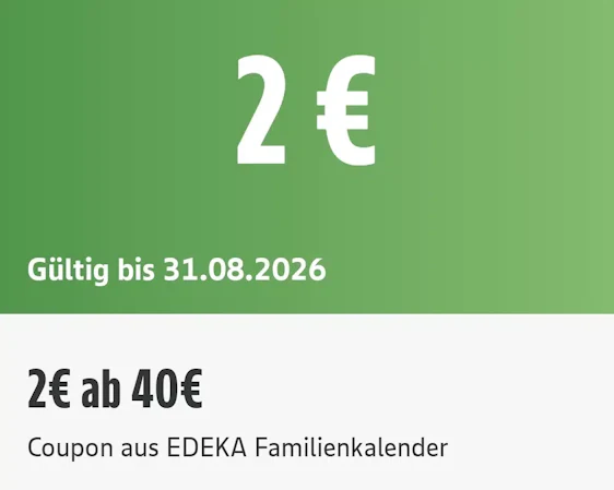 Edeka 2€ Rabatt ab 40€ Einkauf