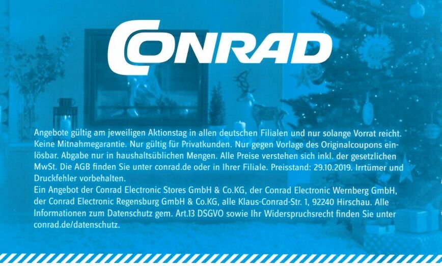 Conrad Gutschein-Heft Dezember 2019 [alle Filialen] - 50€ Geschenkkarte für 40€ am 19.12.