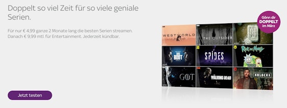 WOW Serien Abo (ehem. Sky Entertainment Ticket) 2 Monate lang für 4,99€ - nur für Neukunden