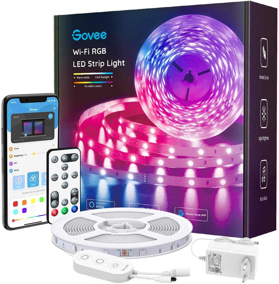 5m Govee RGB LED-Streifen für 19€ - mit 3-in-1-App-Steuerung, kompatibel mit Alexa &amp; Google Assistant