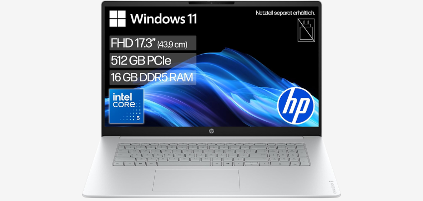 Großes Display für Arbeit &amp; Alltag! 💻 HP OmniBook 3 (17,3″ FHD, Core 5, 16GB/512GB) für 744€ 🚀