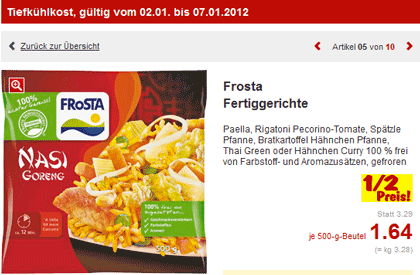 Lokal - Frosta Tiefkühlgerichte für 1,64€ bei Kaufland