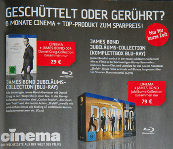 James Bond 007 Komplettbox [Blu-ray] inkl. Halbjahresabo cinema für 79€