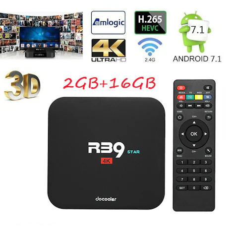 Docooler R39 STAR Smart TV Box Android 7.1 RK3229 Quad Core 4K 2GB/16GB F7V7 für 24,99€