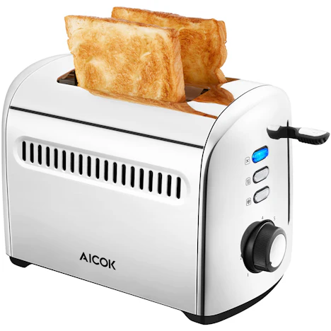2-Scheiben-Toaster mit 7 einstellbare Bräunungsstufen, Auftau- und Aufknusperfunktion, 950W