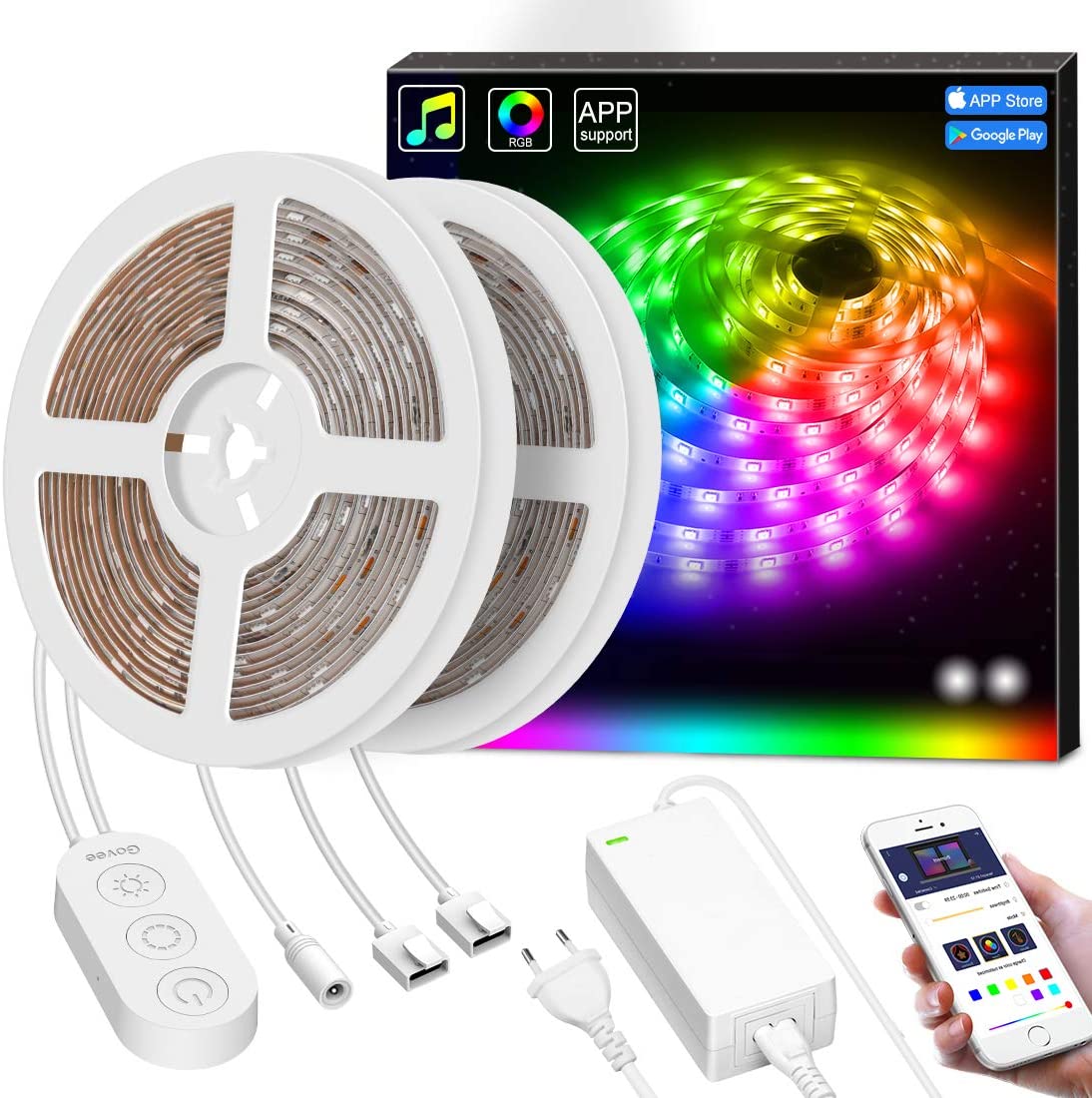Smart LED Streifen Dreamcolor, Govee 10m LED Strip Sync mit Musik