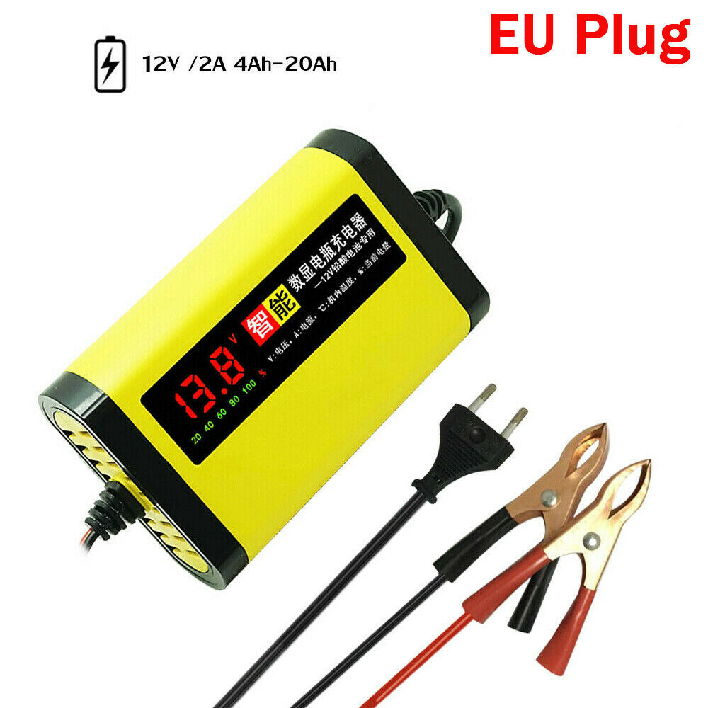 Auto Ladegerät 12V 2A Vollautomatisches AGM GEL Intelligentes LCD-Display DE