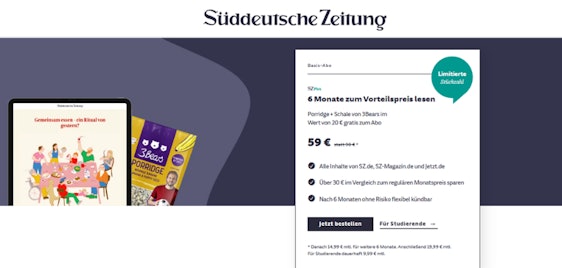 Süddeutsche Zeitung günstiger 🥐 PLUS Gratisbeigabe