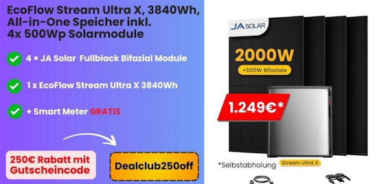 250€ Gutschein & Smart Meter GRATIS 💡 EcoFlow Stream Ultra X für 1.249€