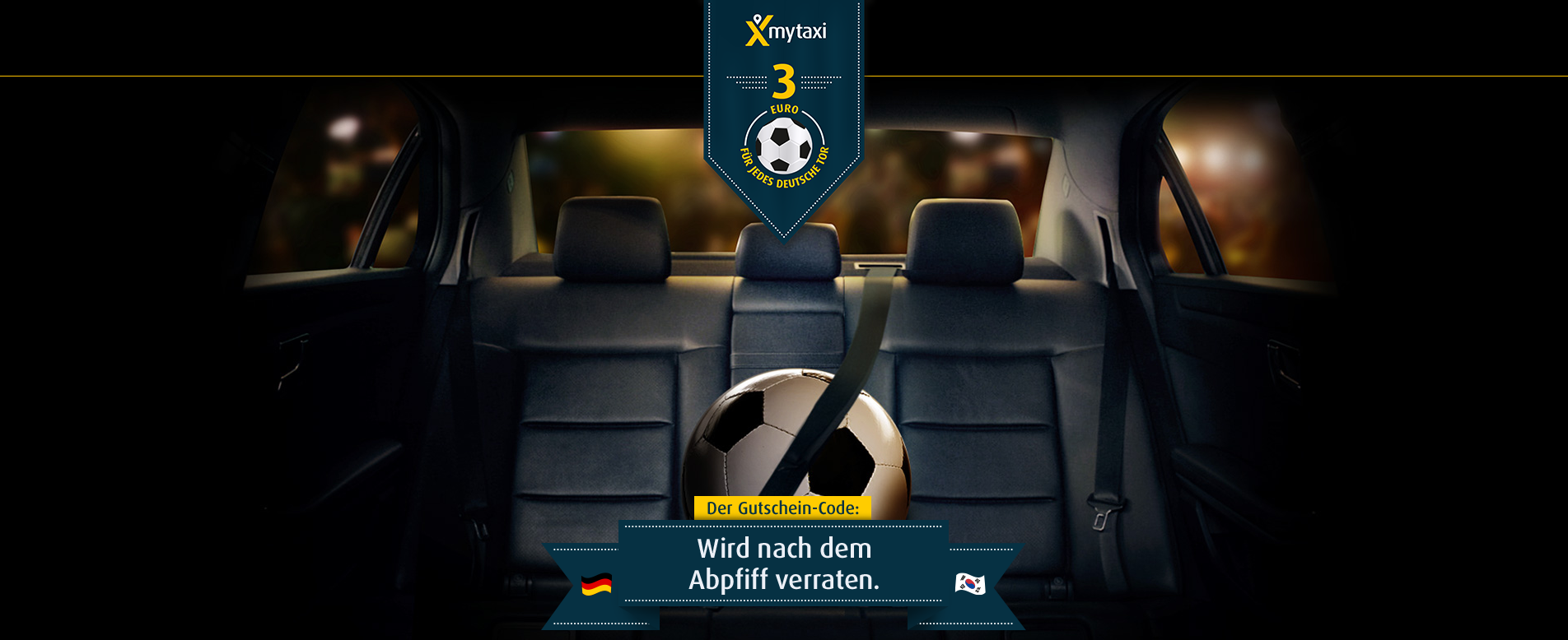 Mytaxi WM-Aktion: 3€ Gutscheine für jedes Tor und Spiel der Deutschen - für Neu- und Bestandskunden