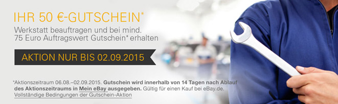 50€-eBay-Gutschein für Werkstattleistung in Höhe von 75€ *UPDATE*