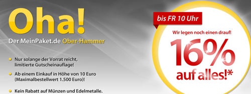 16% MeinPaket Gutschein - Galaxy S2 für 440€ / HTC Sensation für 402€ / uvm.