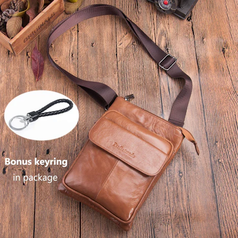 Sparen Sie 50% auf Hengying's Echtes Leder Messenger Bag für Männer (Braun)