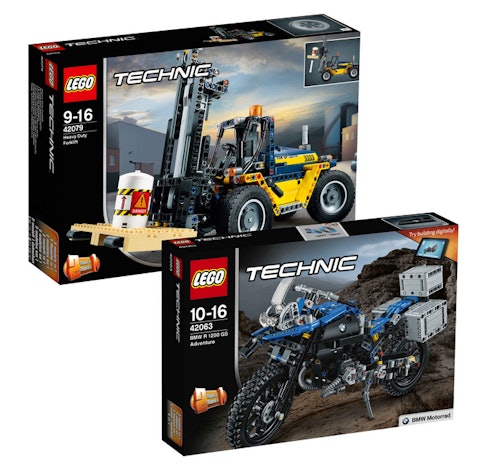 Lego Technic Bundle für 67€ - Schwerlast-Gabelstapler (42079) und BMW R 1200 GS Adventure (42063)