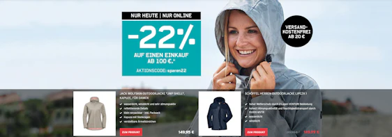 22% Rabatt ab 100€ MBW bei Karstadt Sports - Schuhe, Inlineskates, Jacken und mehr