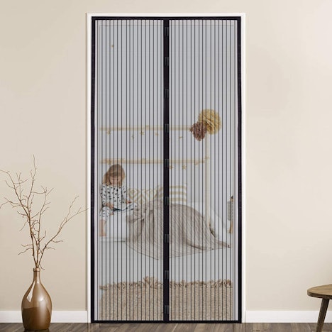 wolketon Magnet Fliegengitter Tür Insektenschutz, Mehrere Modelle, Klebmontage ohne Bohren(Schwarz)