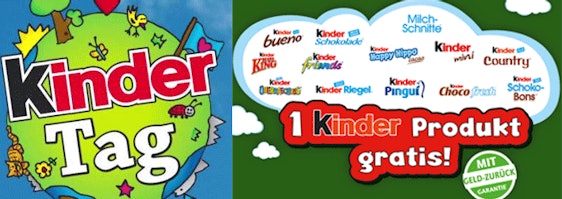 Kinder Produkt gratis am 20. September - zum Weltkindertag