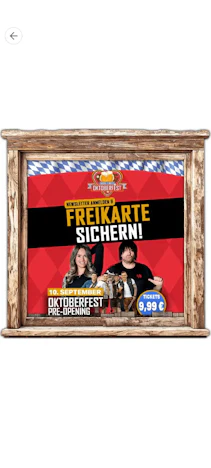 Eine Freikarte pro Kunde durch Newsletter-Anmeldung für das Düsseldorfer Oktoberfest am 10.09.2026