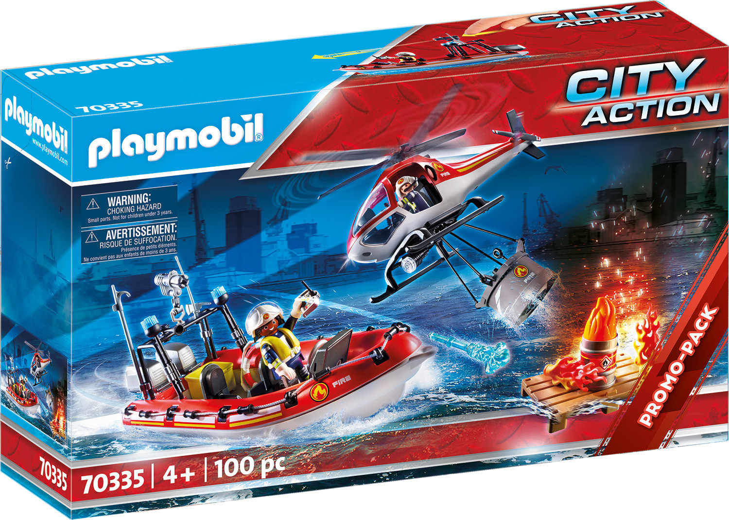 Playmobil City Action - Feuerwehr-Einsatz mit Heli und Boot (70335) für 19,98€