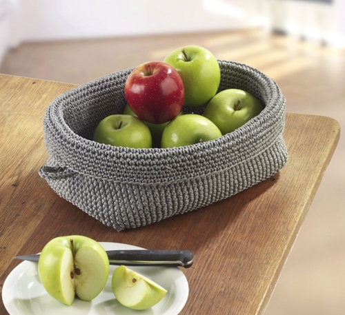 WENKO 2630100 Häkelkörbchen Malia Grau, Kunststoff - Polypropylen, 25 x 15 x 15 cm, Grau