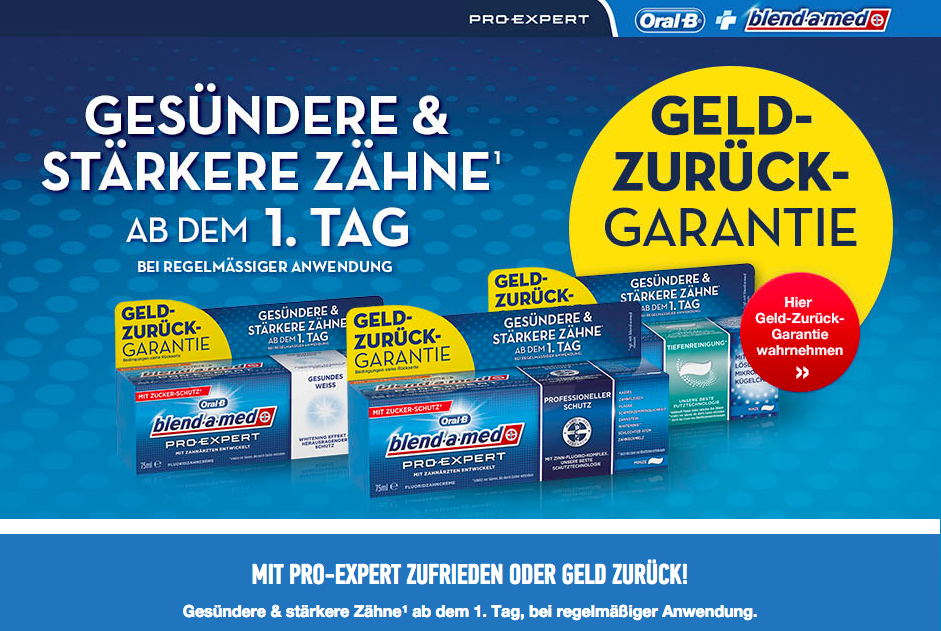 Testwochen bei Blend-a-med - Geld-zurück-Aktion für Zahnpflegeprodukte