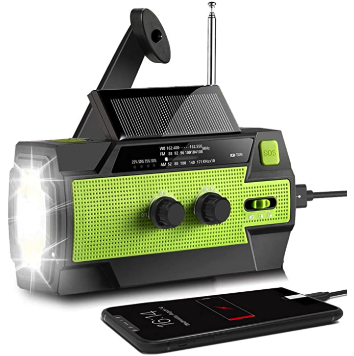 AONCO Solar Radio AM/FM/NOAA Kurbelradio Tragbar 