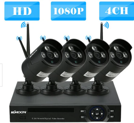 KKmoon 4CH 1080P WiFi NVR set 4PCS 1.0MP außen IP Kameras videoüberwachung DHLfür 102.99€