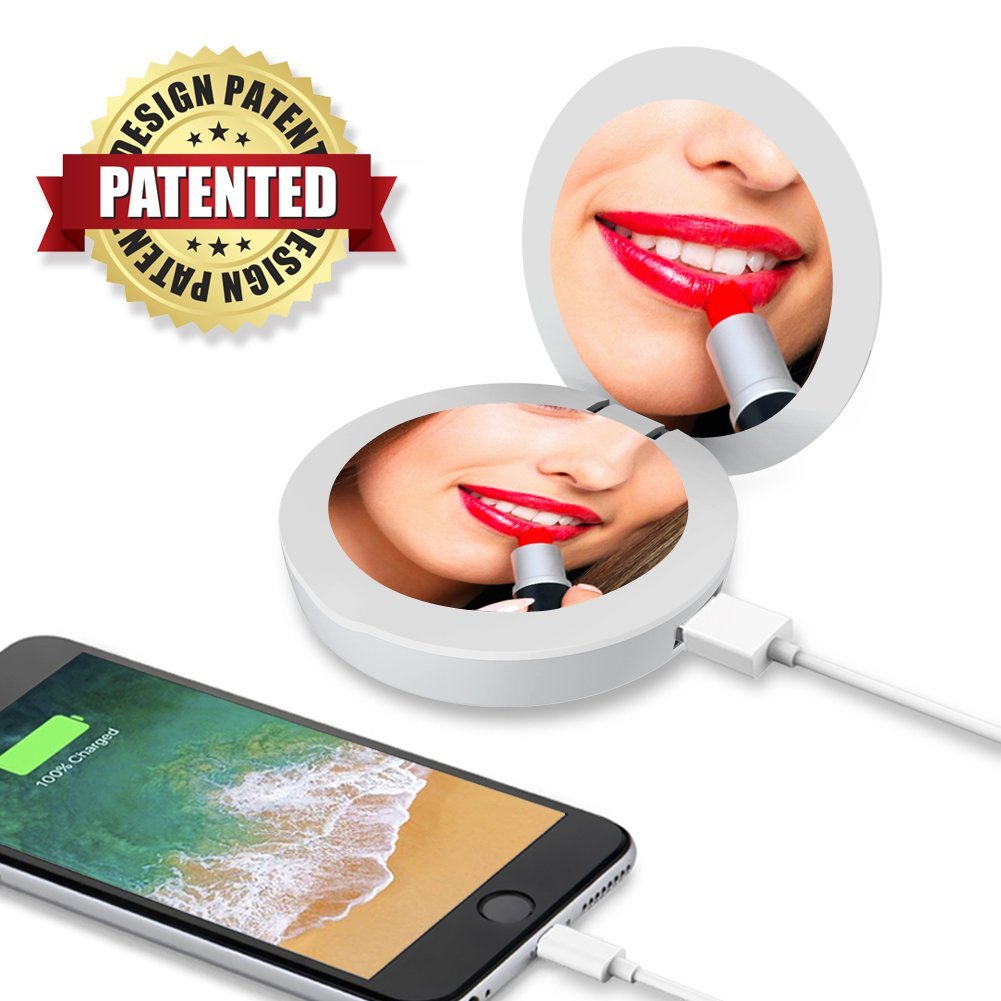 Amazon 30% Gutschein - Powerbank mit Make-Up Spiegel und LED Ladegerät für iPhone, Samsung Galaxy für Frauen Geschenke - Geburtstagsgeschenk