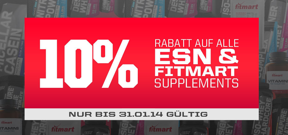 10% Rabatt auf alle ESN Supplements &amp; Fitmart Bulk &amp; Flavn Tasty bei fitmart.de