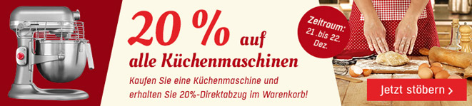 20% Rabatt auf Küchenmaschinen bei Redcoon - z. B. KitchenAid Artisan für 329€