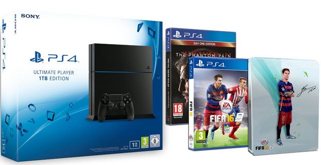 PS 4 Ultimate Player 1TB Edition-Bundle für 389€ - + Fifa 16 + Steelbook FIFA 16 + Metal Gear Solid V