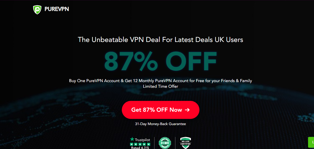 Beeile dich! Bis zu 87% Rabatt auf PureVPN