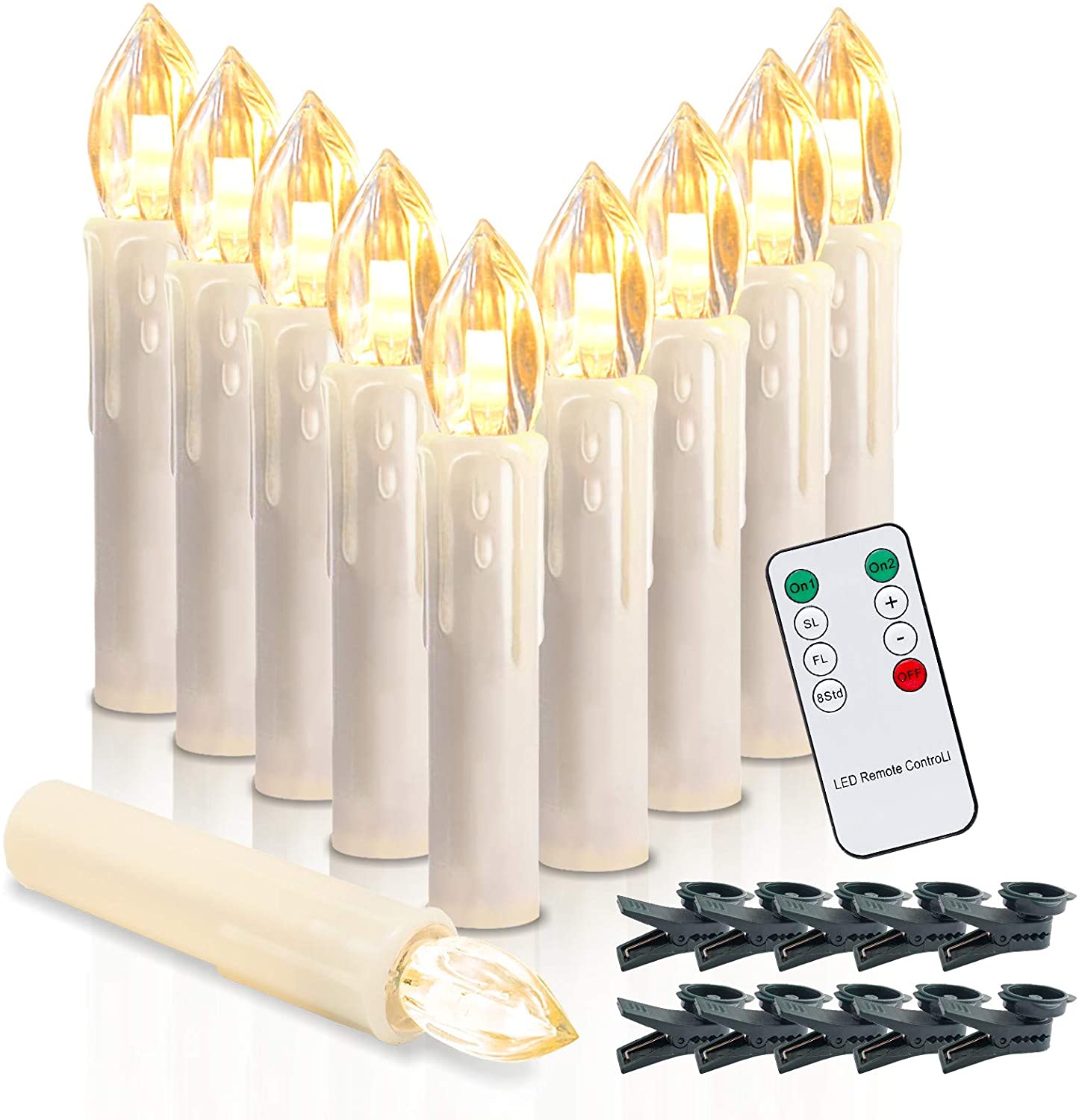 Einfeben 30 Stück Dimmbar Warmweiß LED Weihnachtskerzen Kabellos mit Fernbedienung Timer