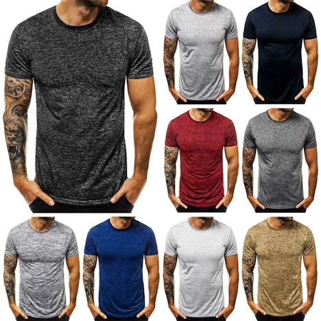 T-Shirt Kurzarm Shirt Basic Unifarben Rundhals Classic Casual Herren OZONEE S01