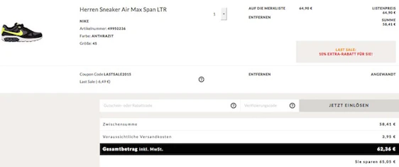 Final Sale bei Engelhorn auf Sportartikel - 70% + 10% Rabatt auf ausgewählte Artikel