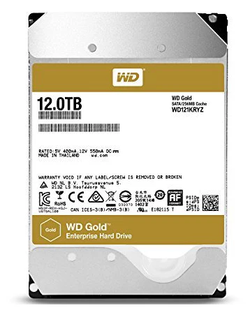 WD Gold 12TB HDD für 352€ - 3,5" interne Festplatte der Enterprise-Klasse, 7200rpm, 6Gb/s