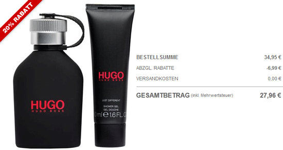 Hugo Boss Just Different Set 2-teilig für 28€ - 75ml Parfüm und 50ml Duschgel / Jill Sander Style Set 2-teilig für 26€