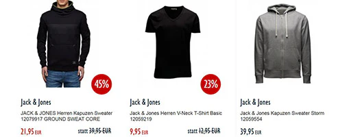 30% Rabatt auf Artikel von Jack & Jones und TomTailor bei Jeans-Direct